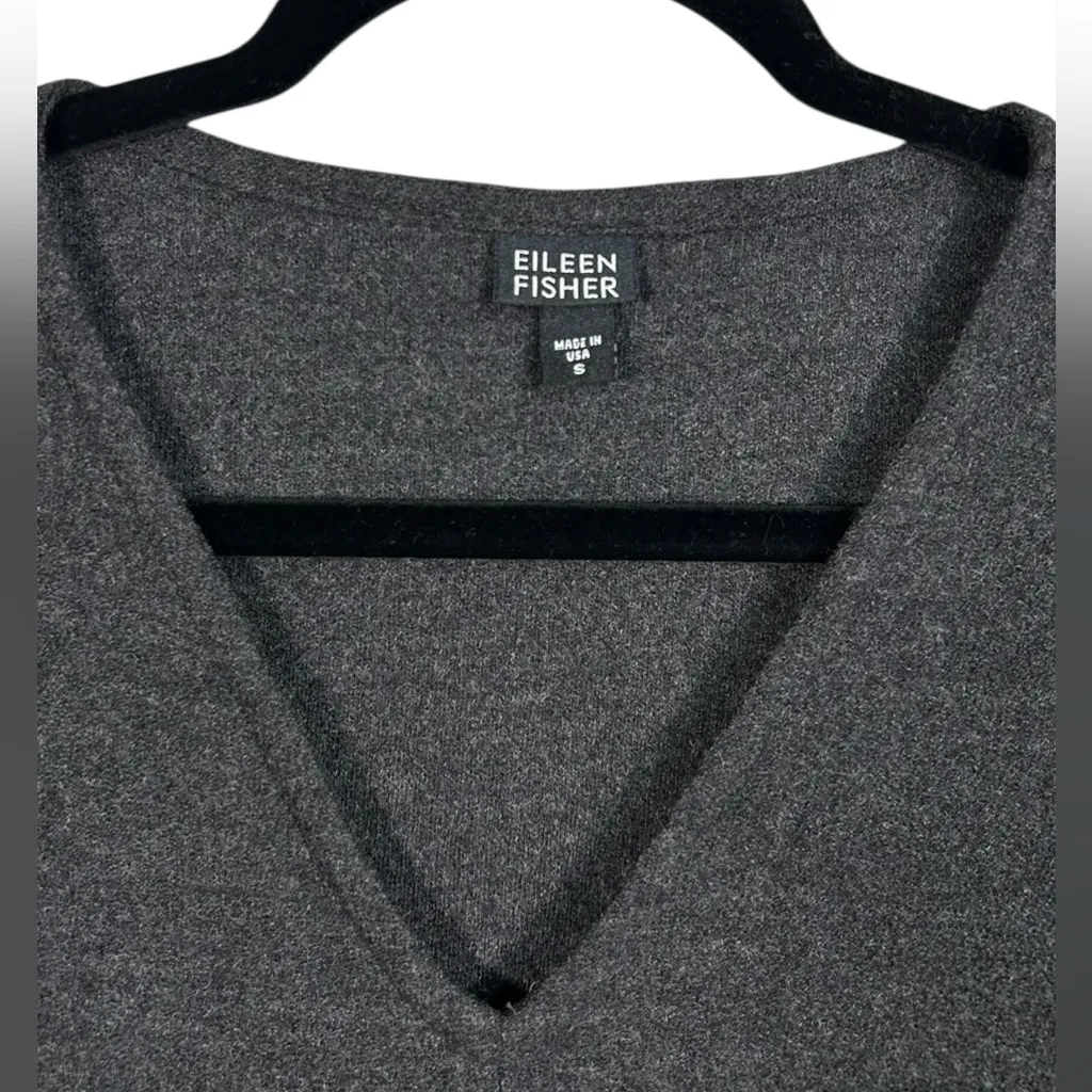 Eileen Fisher Women’s Wool V Neck Jumper Pockets Boxy Oversized Midi Dress Small - Image 2