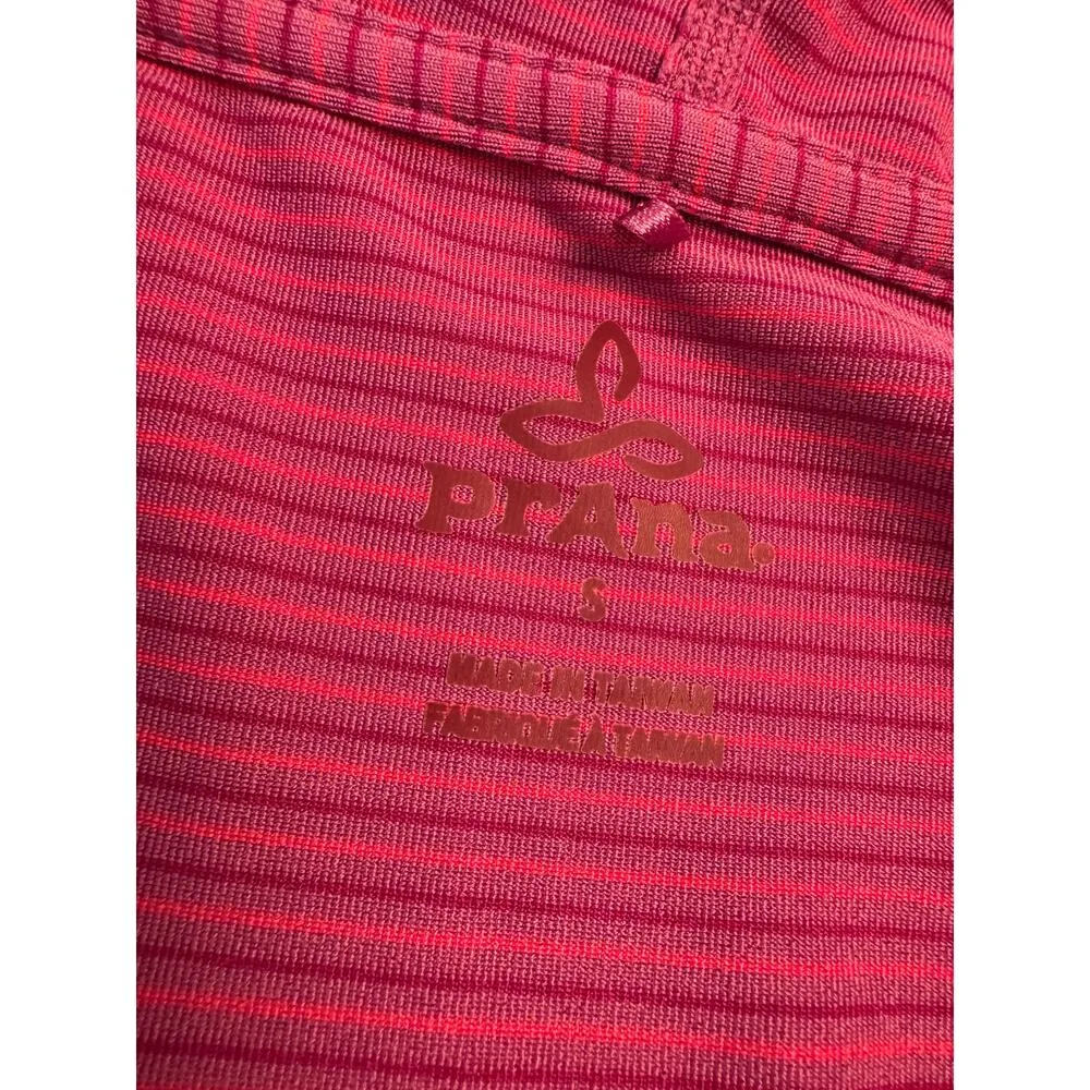 Prana perry pink and purple stripe hooded pullover top long sleeve women's small - Image 3