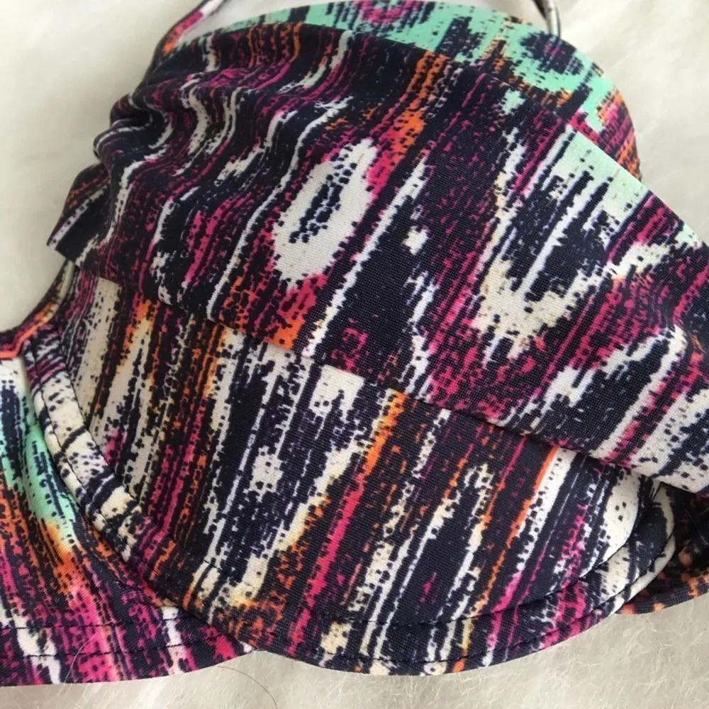 Ninety Six Degrees Tribal Print Push Up Bikini Top Medium Padded Adjustable Swim Purple - Image 2