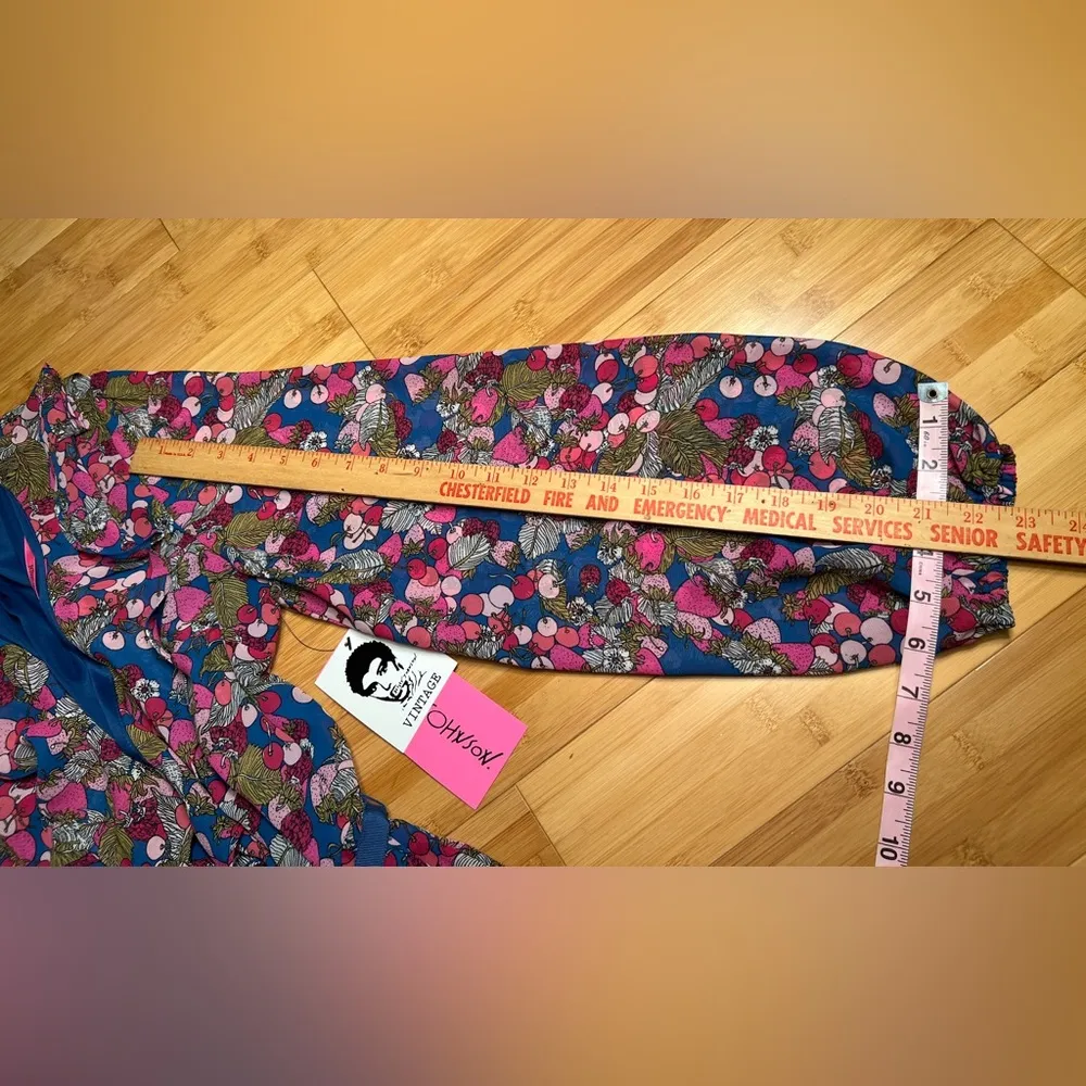 Betsey Johnson VTG Womens Fruit Cocktail Floral Ruffle Chiffon Wrap Dress|Sz:14 - Image 3