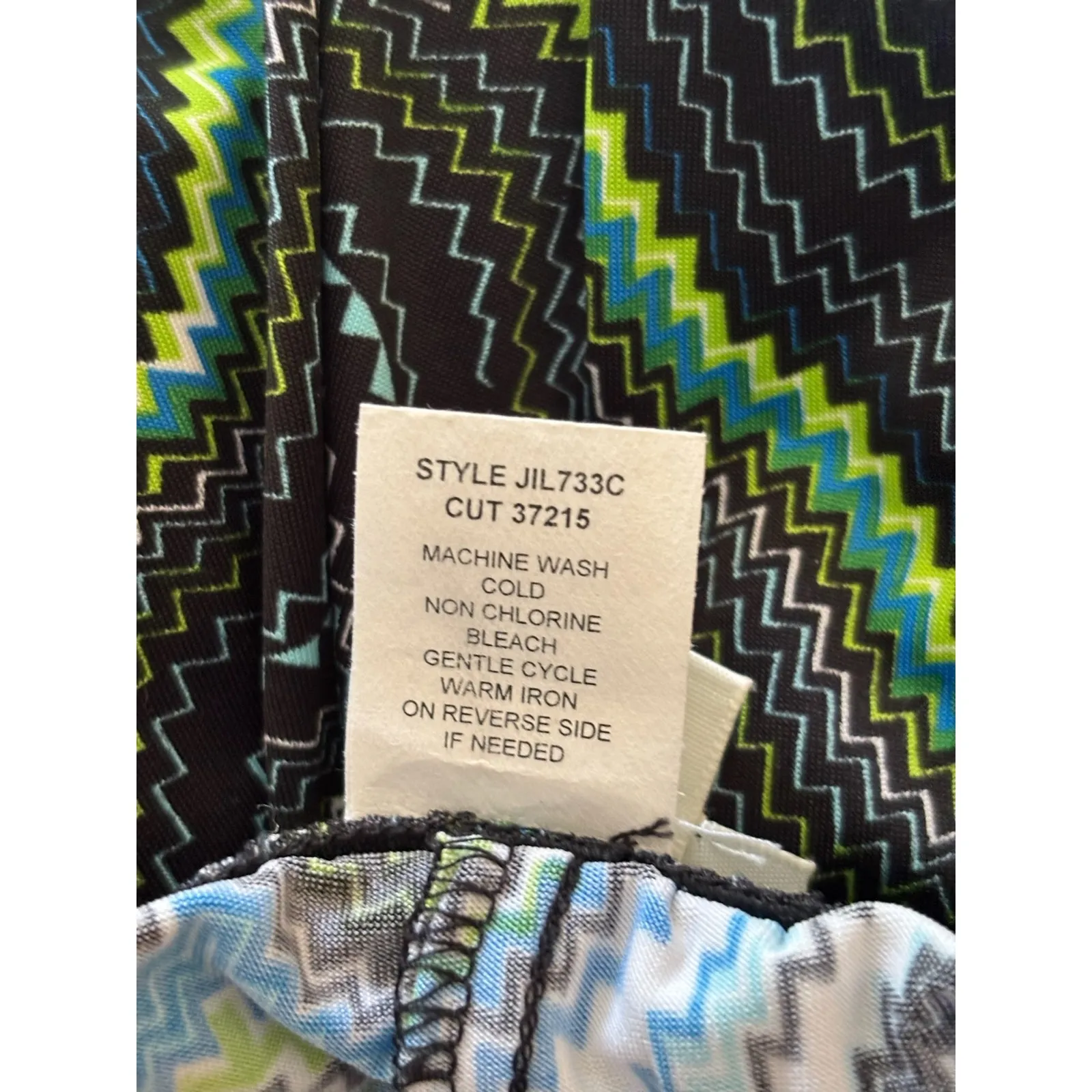 Fig & Flower Wide Leg Pants‎ Size Small Black Blue Lime Coral Abstract Zig Zag - Image 5