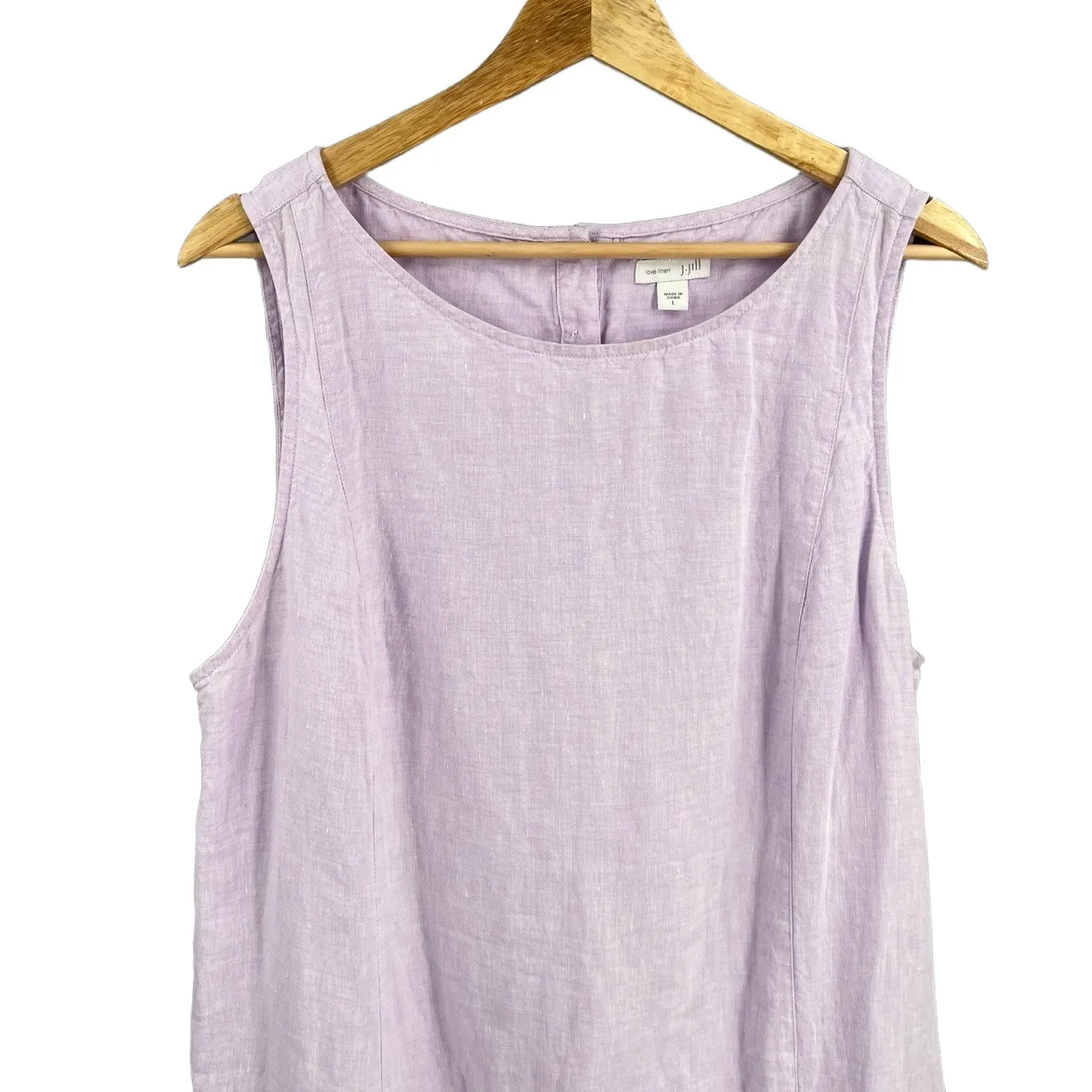 J. Jill Dress Purple Linen Sleeveless Tank Knee Length Summer Size Large‎ - Image 2