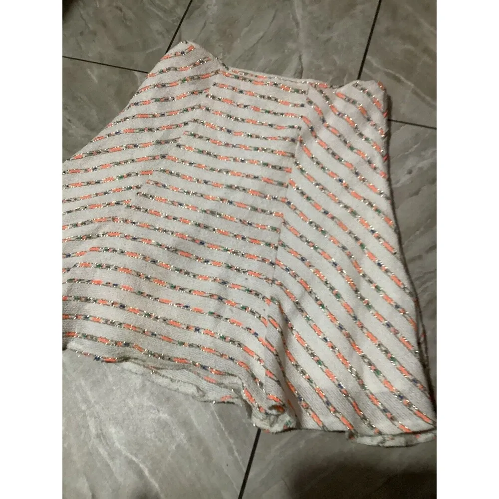 Maeve Multicolor Stripe High Waist A-Line Mini Skirt Cotton Blend 2 - Image 3