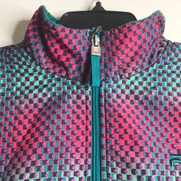 Fila sport y2k  teal fleece with neon shoulder design size large retro - Image 6
