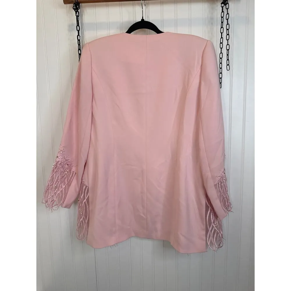 Vintage Moshita Couture Pink Embroidered Shell Tank & Blazer Set Cute Size 12 - Image 2