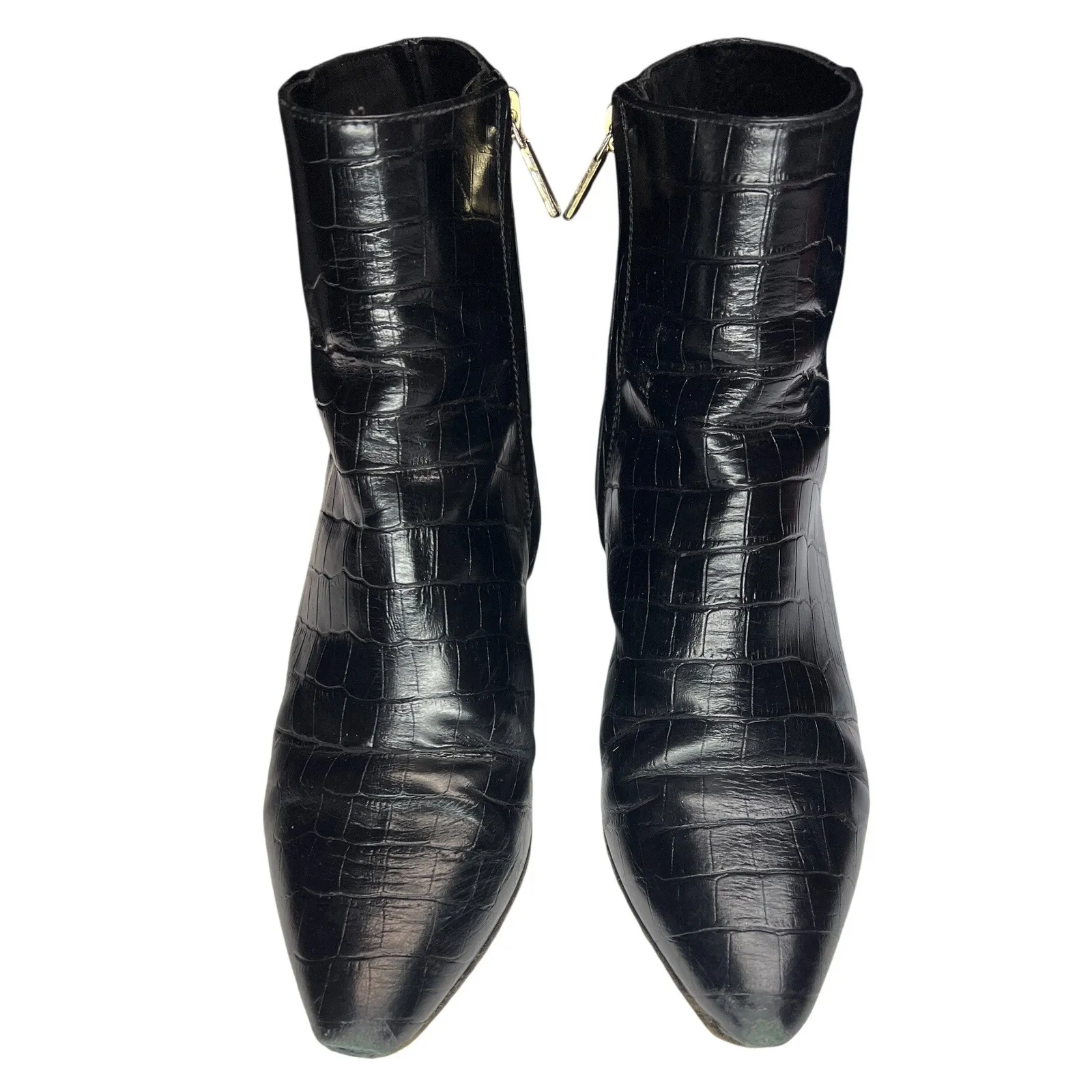 Thursday Boot Co Luna Black Croc Leather Ankle Boots Size 6 EUC - Image 5