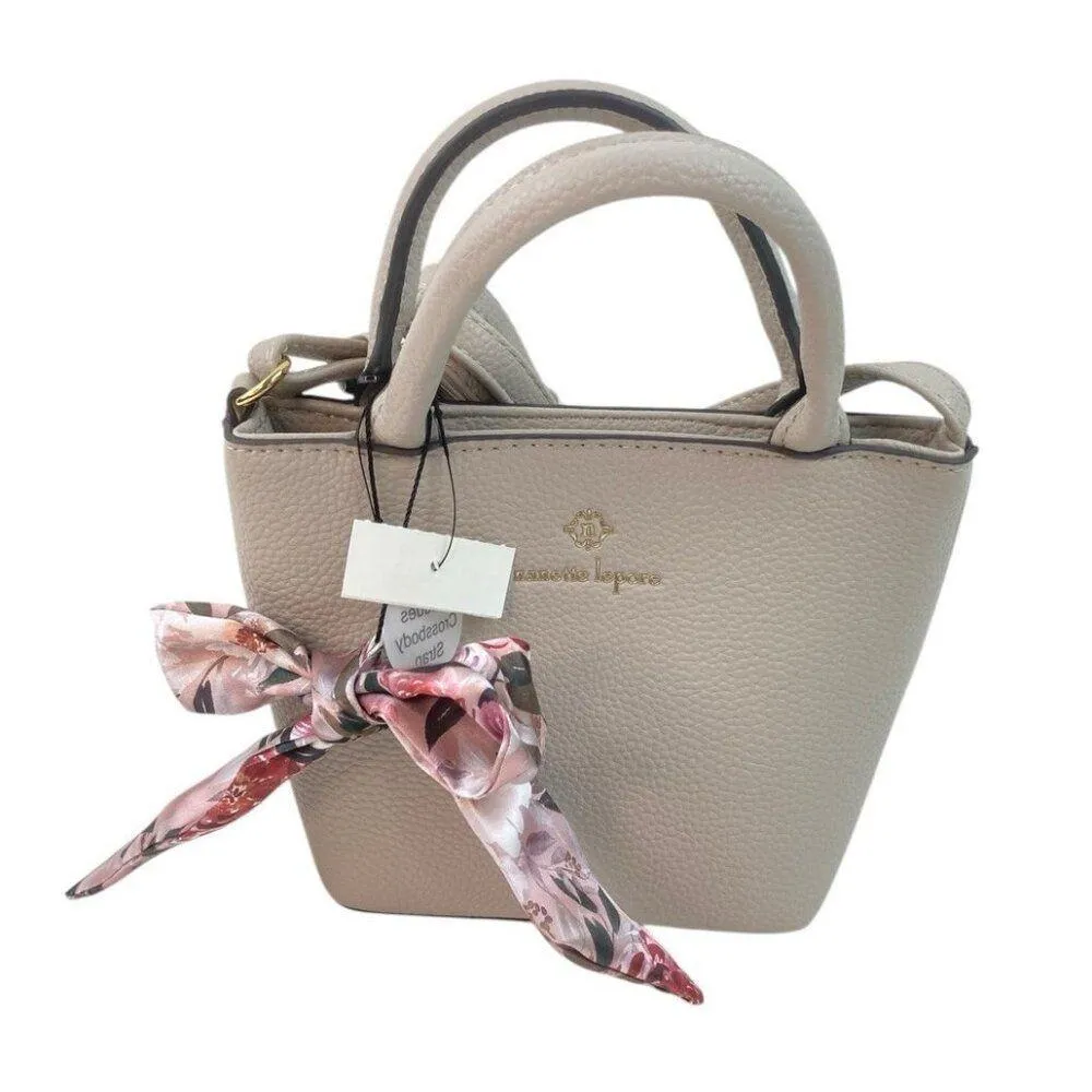 New Nanette Lenore Mini Crossbody Handbag Purse Gray Pebbled Leather Satchel - Image 2