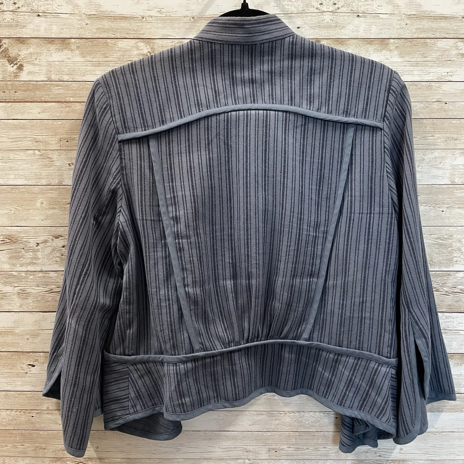 CAbi Womens S Cardigan‎ Jacket #870 Cascade Blue Striped Open Front 3/4 Sleeve - Image 4