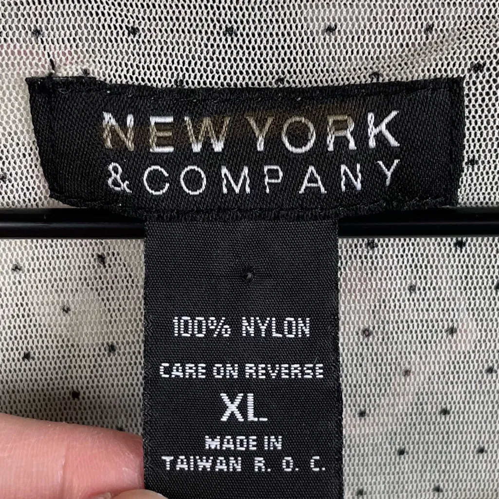 Vintage Y2K New York & Company Mesh Floral Long Sleeve Top Size XL Whimsigoth Black - Image 6