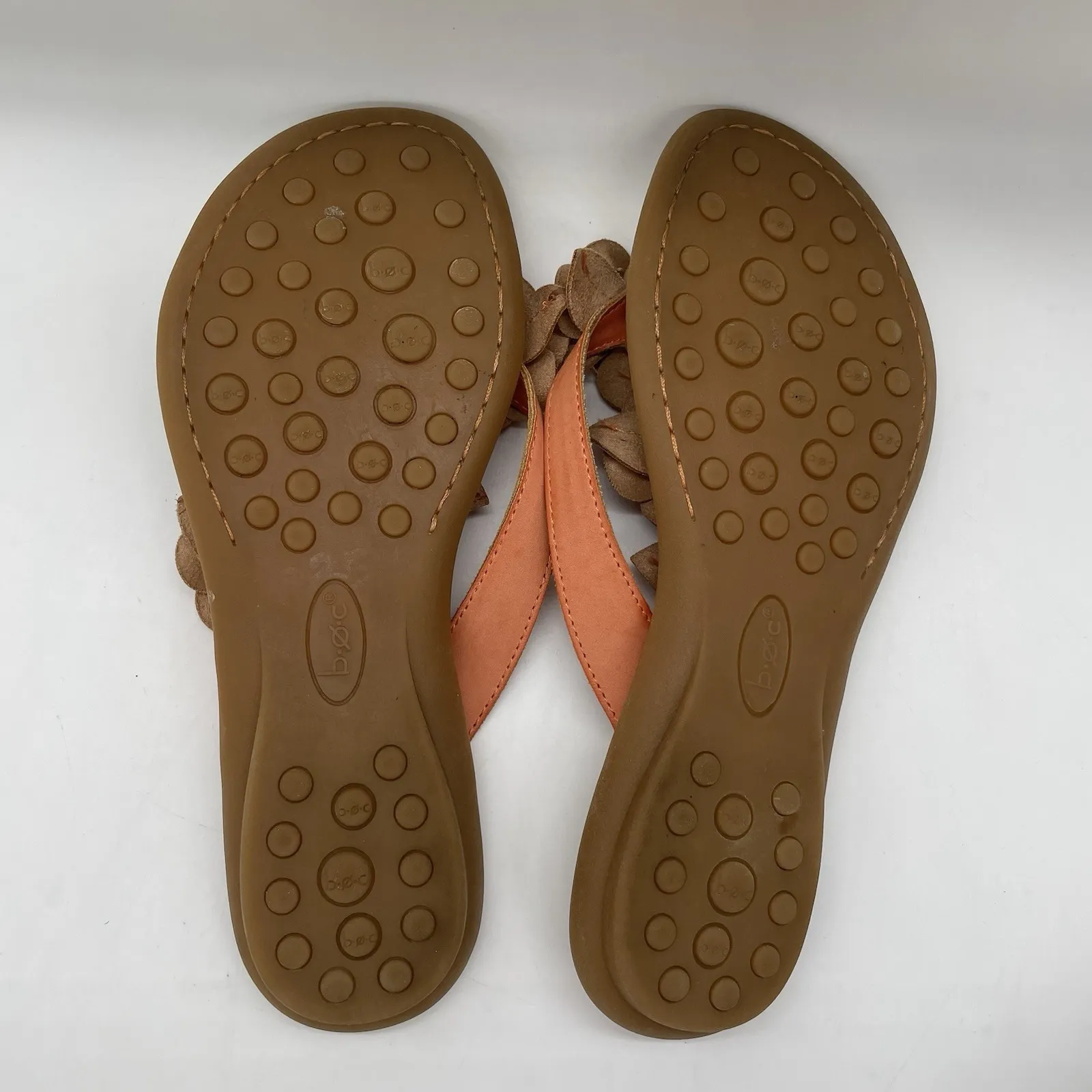 BOC Børn Womens 8 Thong Sandals Orange Vegan Leather Flower Flip Flop Slide Shoe - Image 7