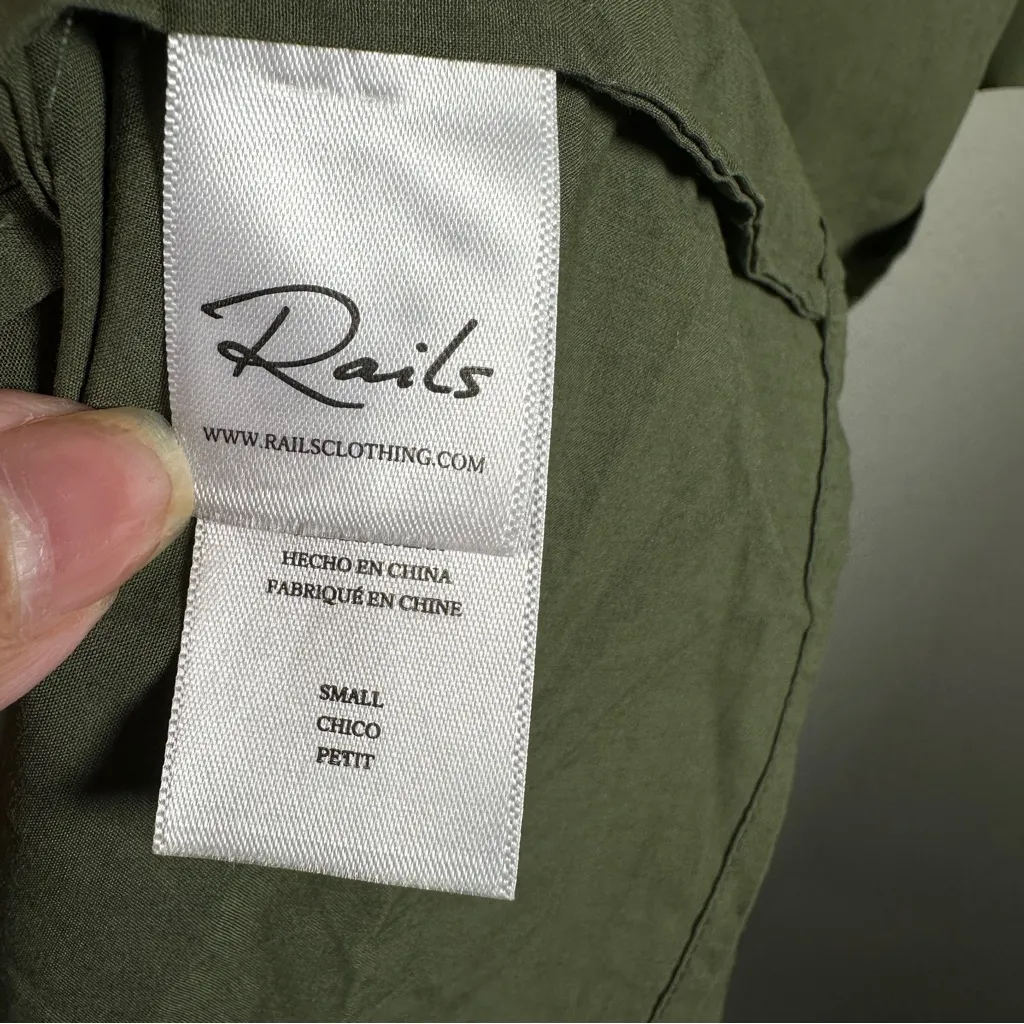 Rails Maple Olive‎ Smoke Midi Dress Smocked Waist Boho Cottagecore Chic Size S - Image 13