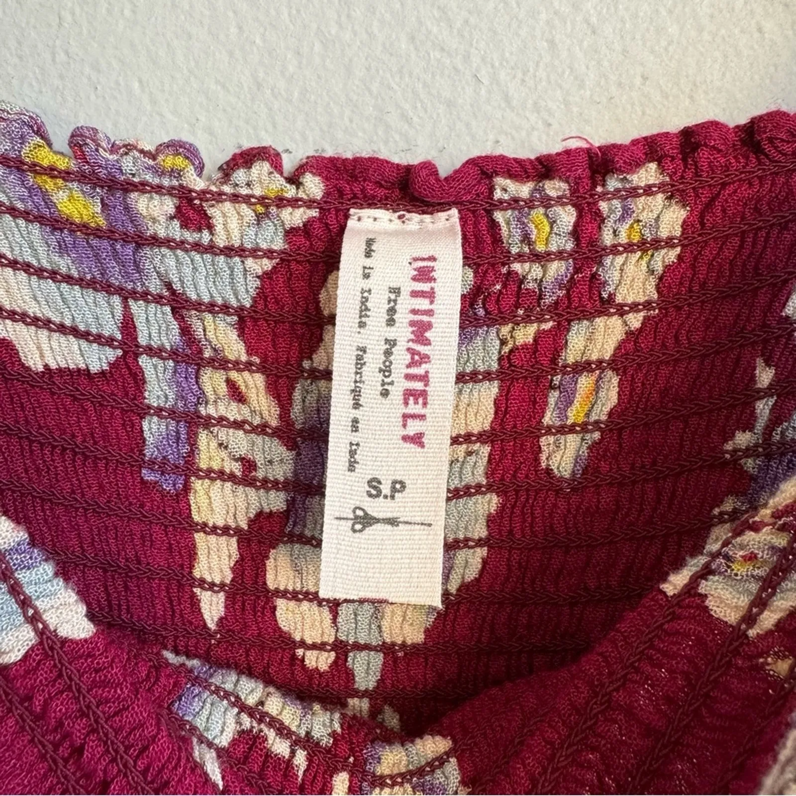 Free People Intimately Garden Party Raspberry Floral Print Maxi Dress Size Small - Image 5