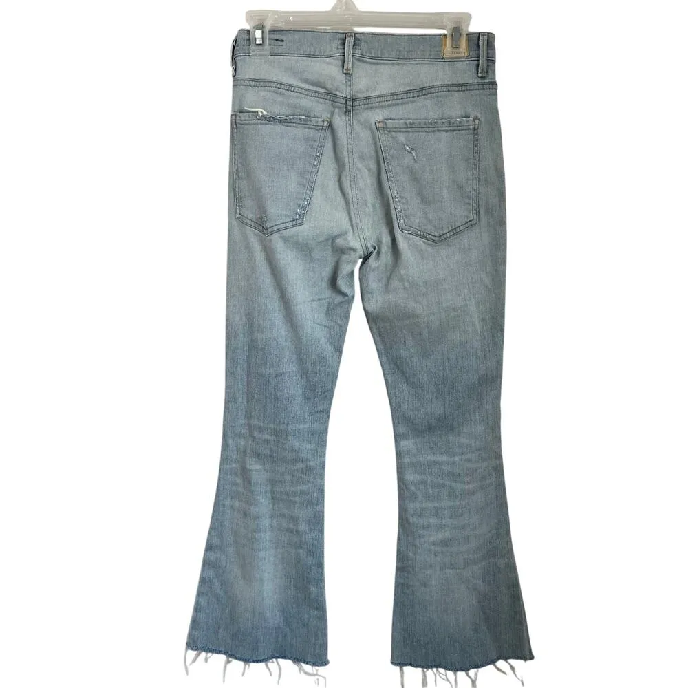 Citizens of Humanity Fleetwood High Rise Flare Light Wash Raw Hem Jeans Sz 27 - Image 2