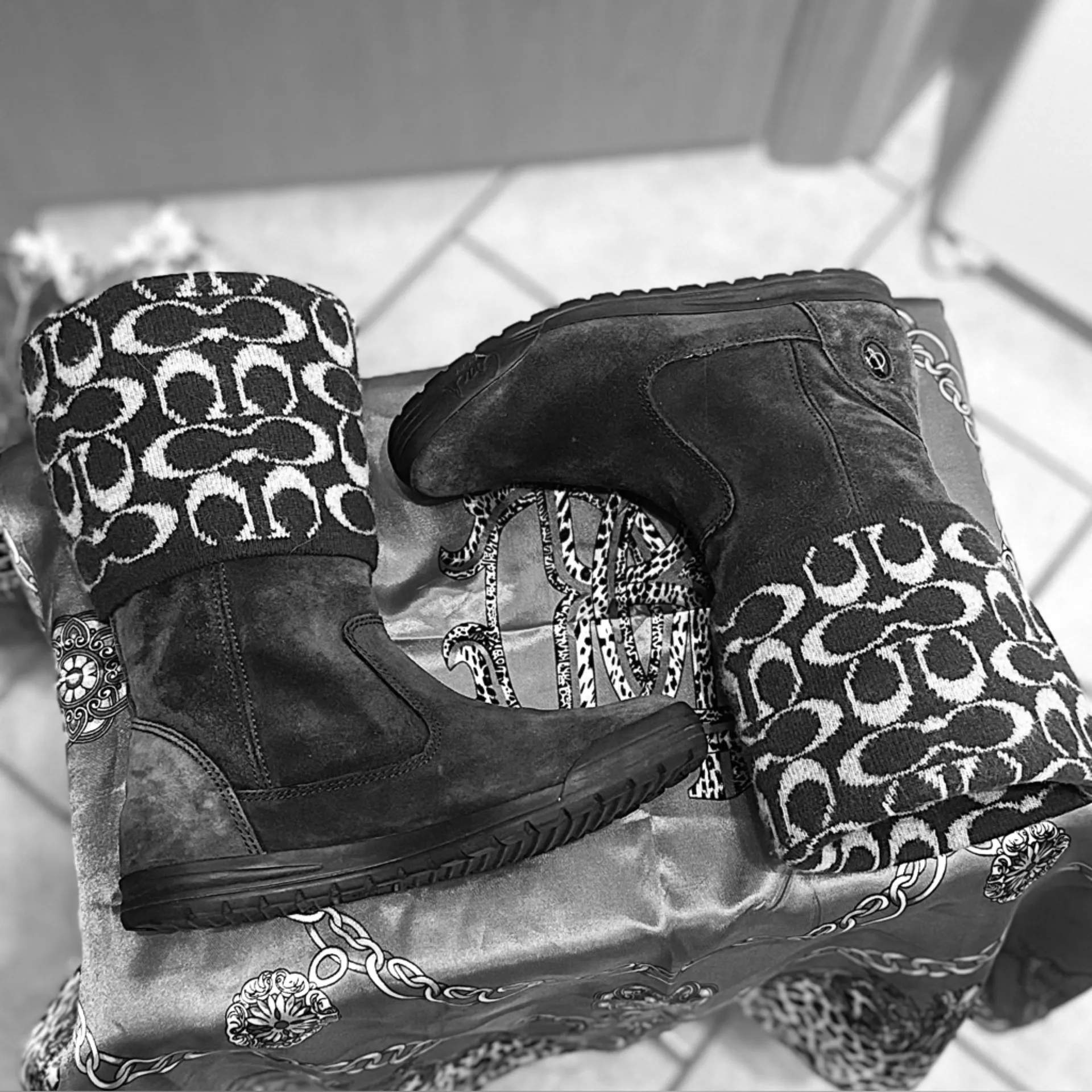 Coach Tatum Brown Leather & Wool Knit Mid Calf Boots-sz 6M F2460/f07 - Image 6