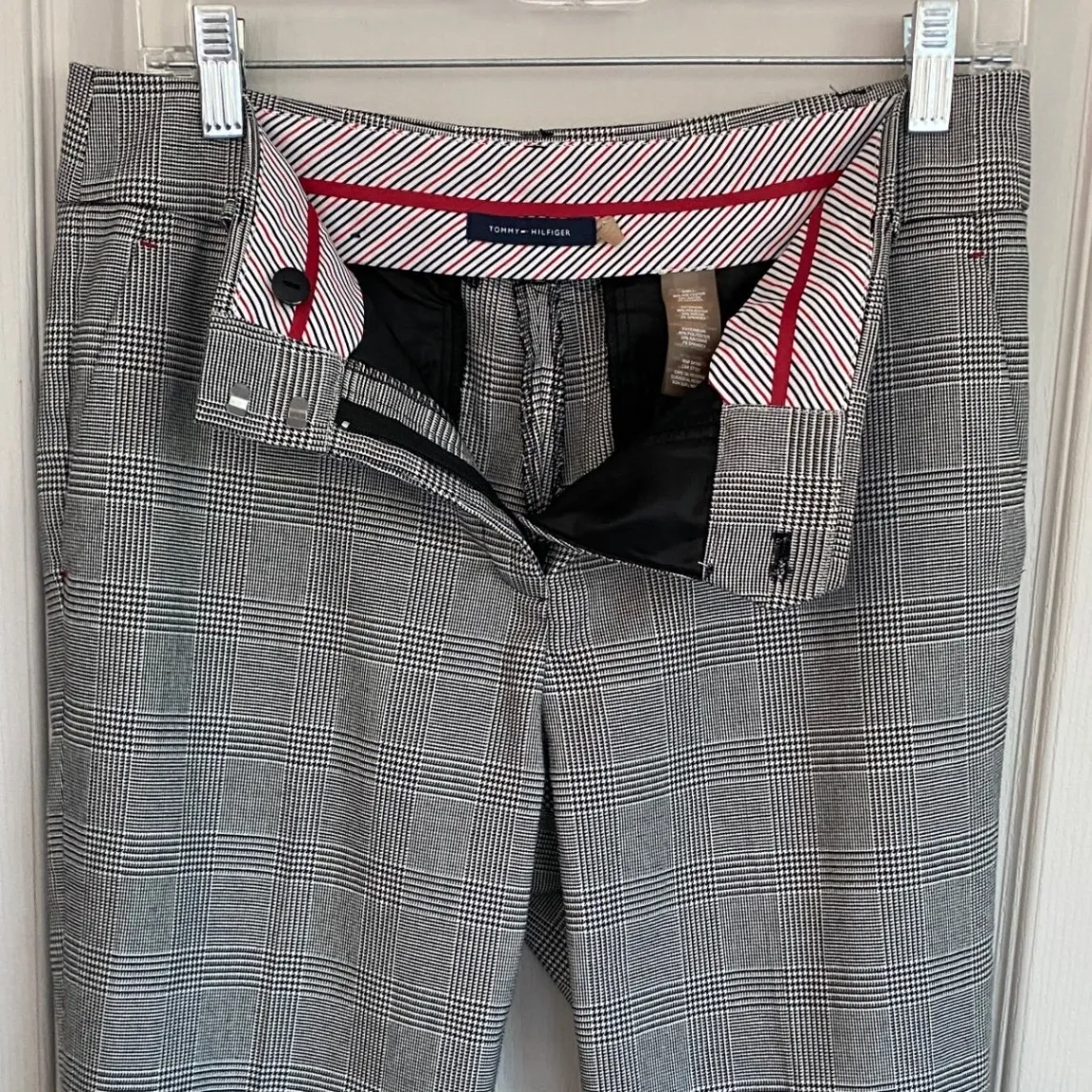 Tommy Hilfiger Women Plaid Pants Black White Career Trousers Size 6 - Image 5
