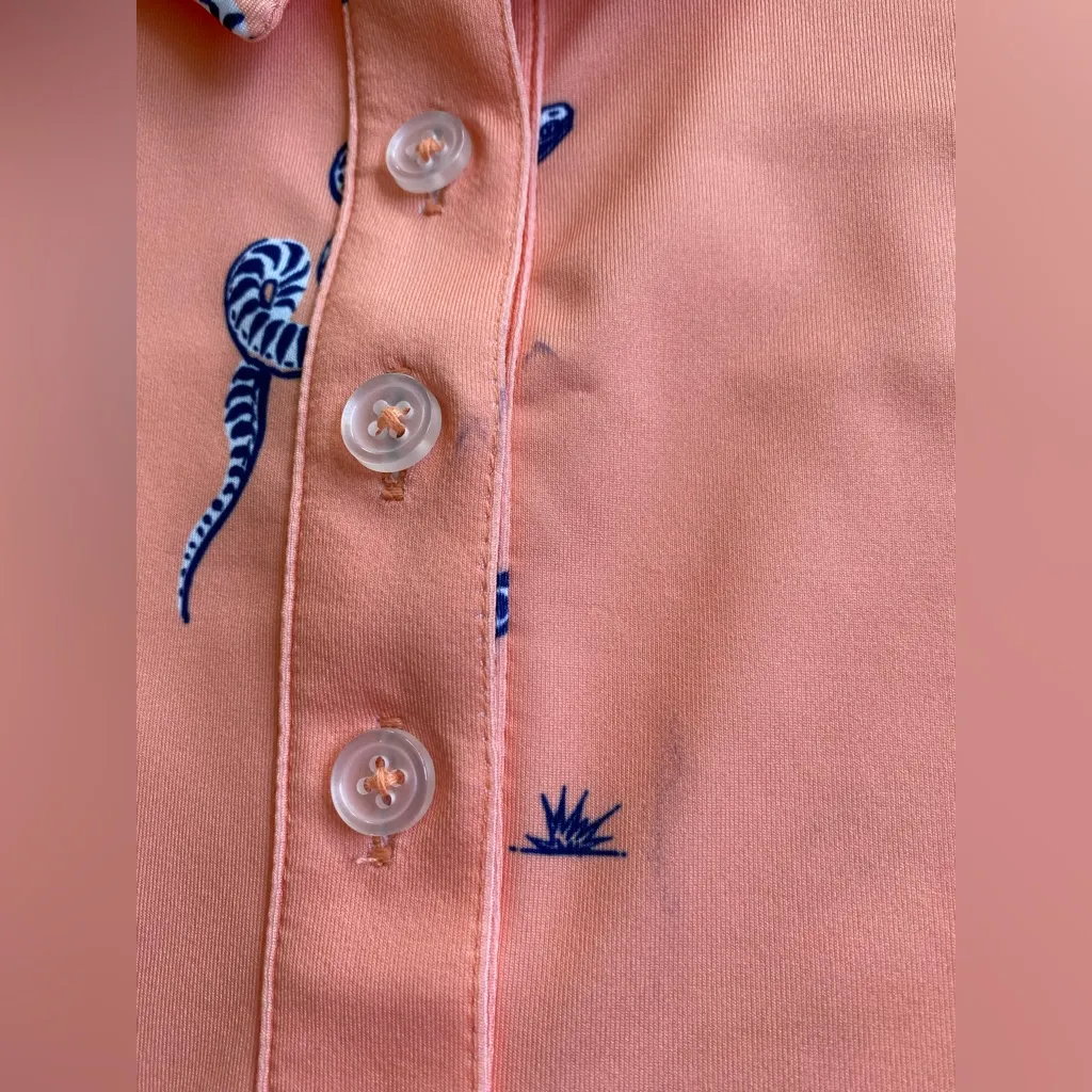 Bad Birdie Sidewinder Snake Performance Polo Short Sleeve Shirt Peach Orange Size L - Image 3