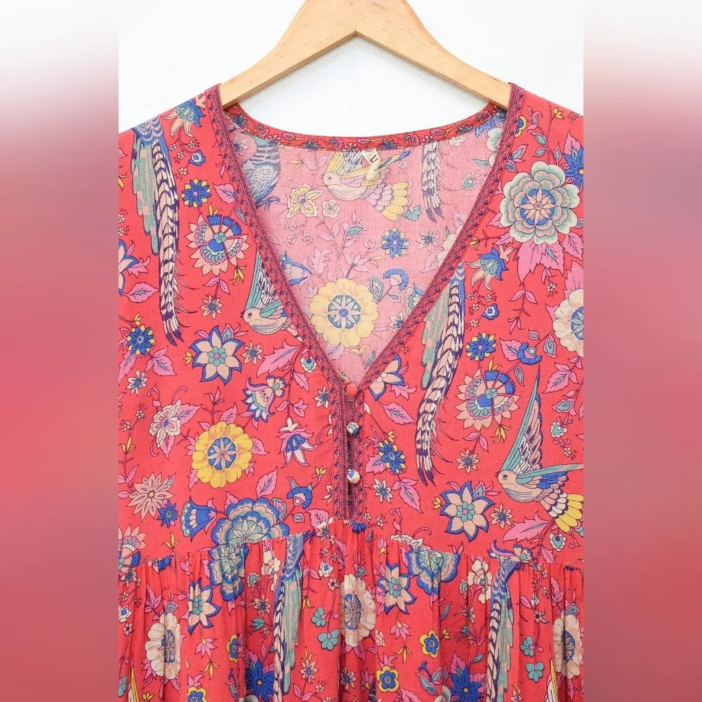 Spell Pink Floral Mini Dress Size XS - Image 4