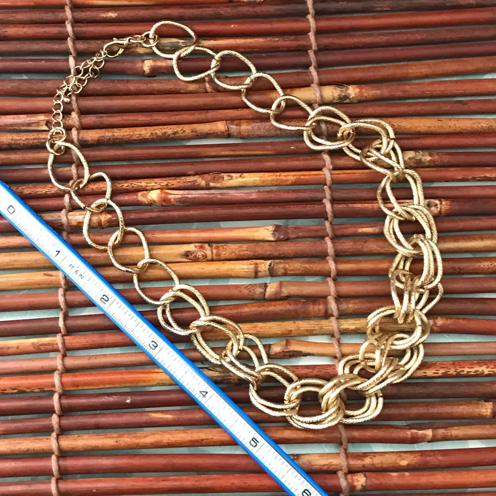 1980’s Vibe Set Link Necklace & Hinged Bracelet Orange - Image 7