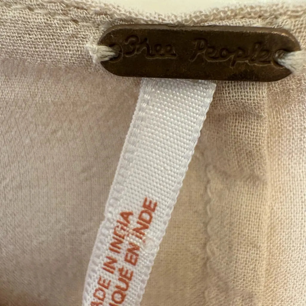 Free People Daylight Dreams Crinkle Bell Sleeve Tunic Dress Boho Embroidered XS - Image 5