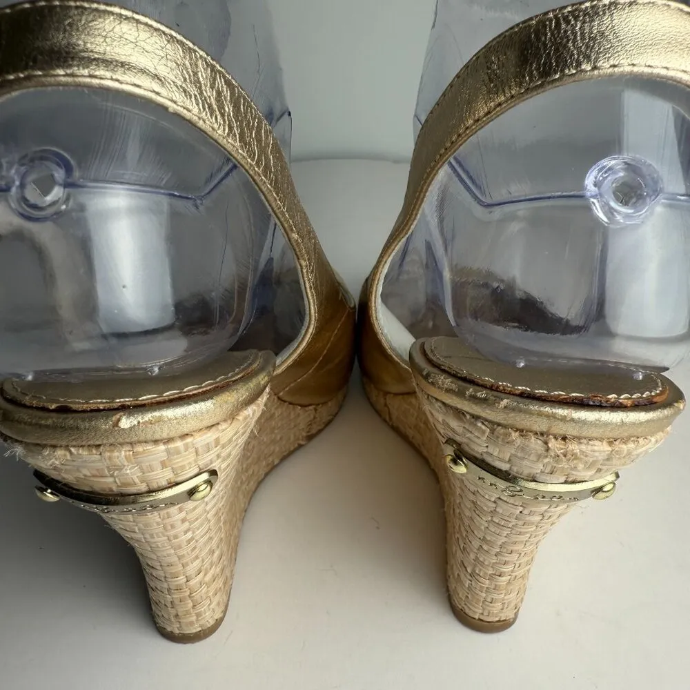 Lilly Pulitzer Wedge Kristin Slingback Gold Size 7.5 Wedding Guest - Image 9