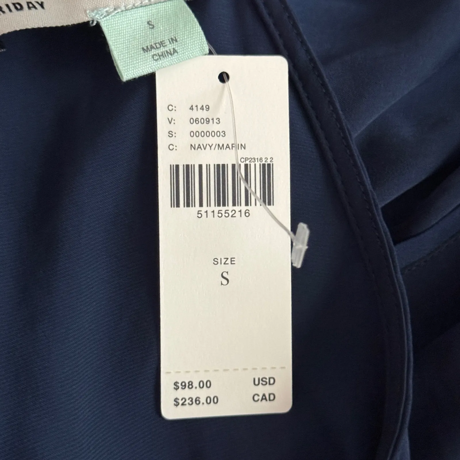 Saturday Sunday Anthropologie Jumpsuit‎ Women's S Navy Blue Sleeveless Tie Waist - Image 8