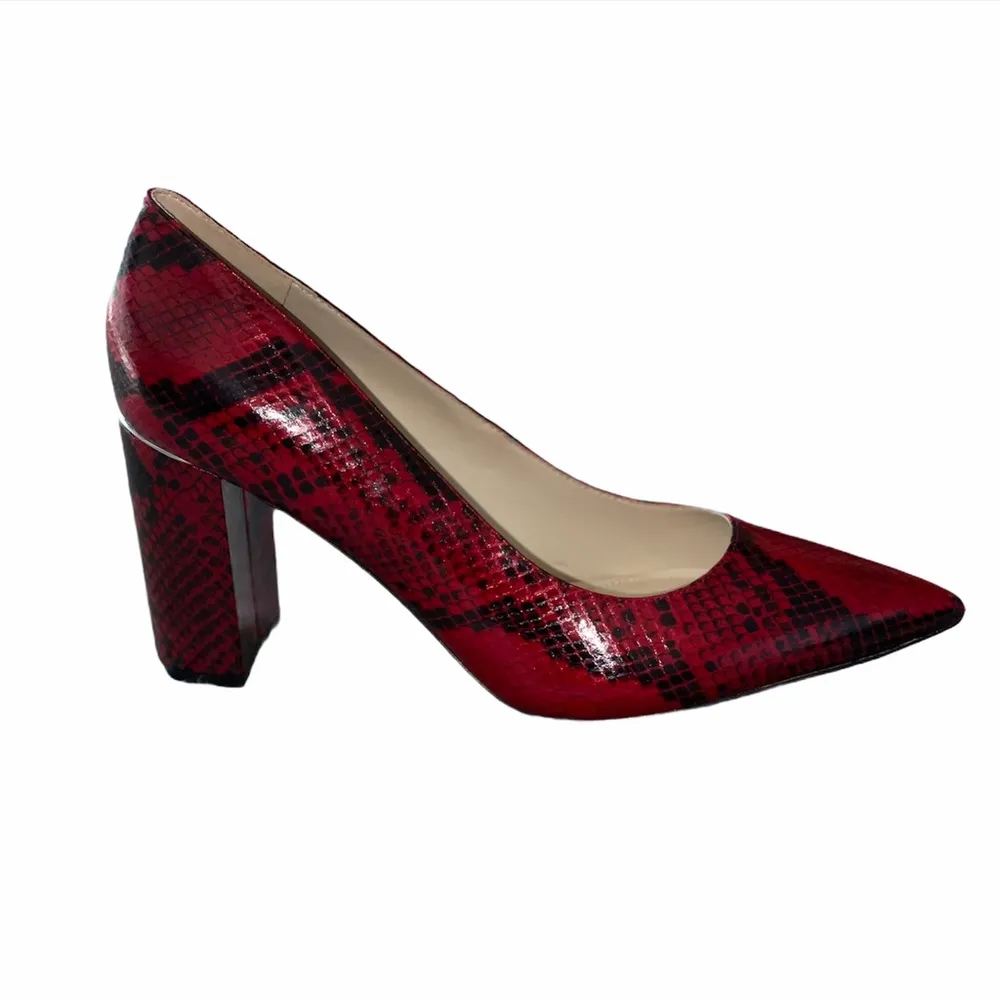 NEW MARC FISHER SNAKE PRINT Pump Heel Sandal Slip On - Image 7