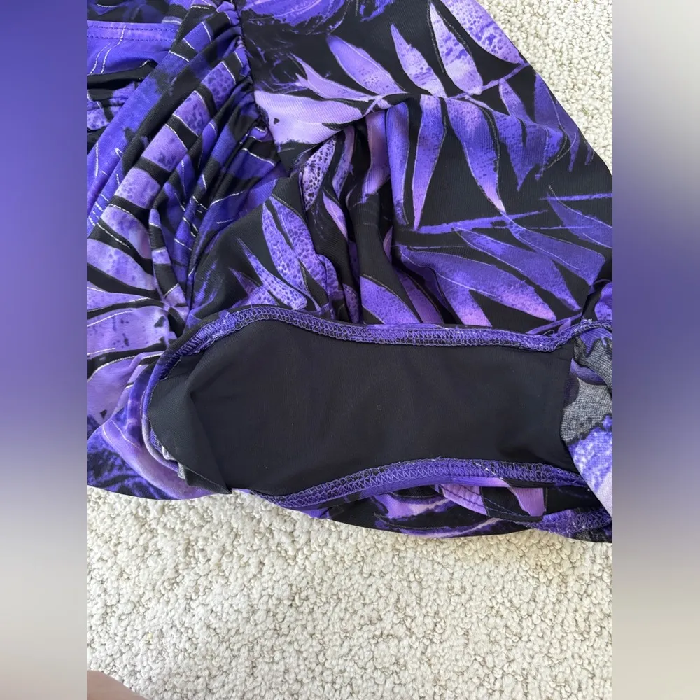 Miraclesuit Caliente One Piece Swimsuit Faux Wrap Purple Intrigue Eggplant US 12 - Image 3