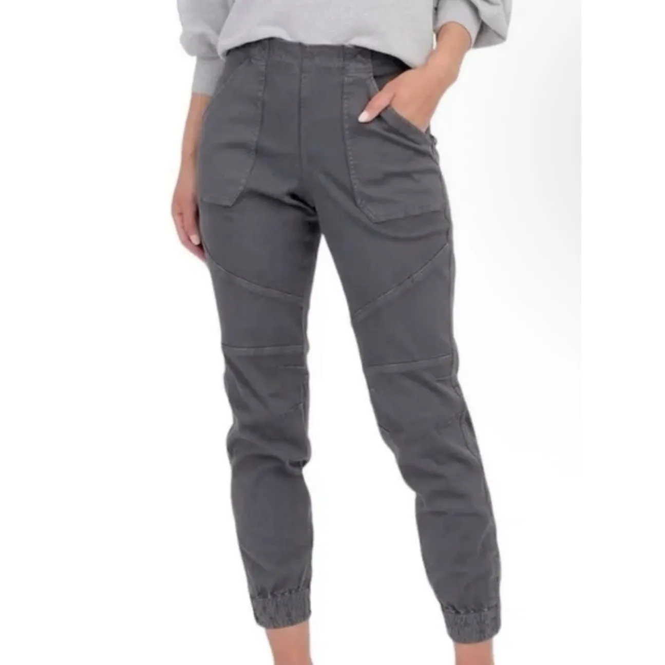 Spanx Stretch Twill Cargo Jogger Pants in Parchment Cream Size Large - Image 2