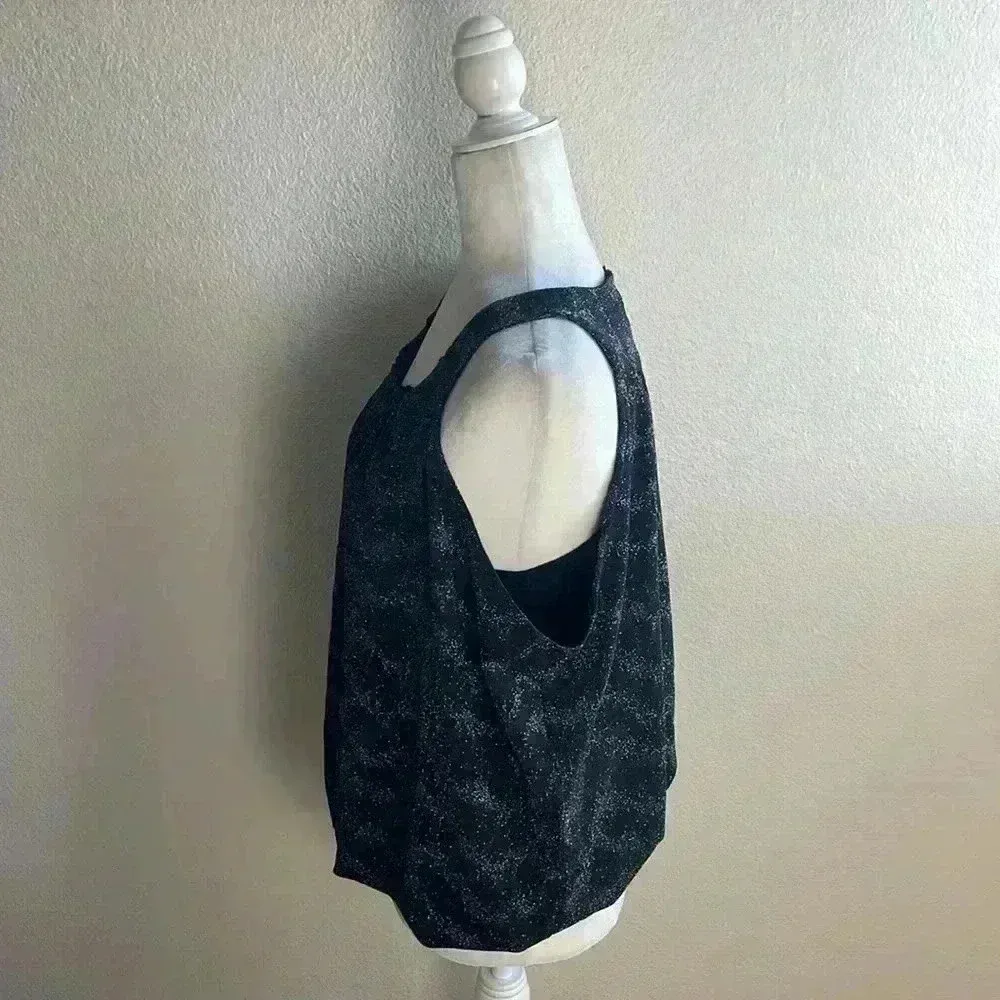 Anthropologie Shimmer‎ Black Silver Bubble Tank Blouse Carly Top S - Image 7