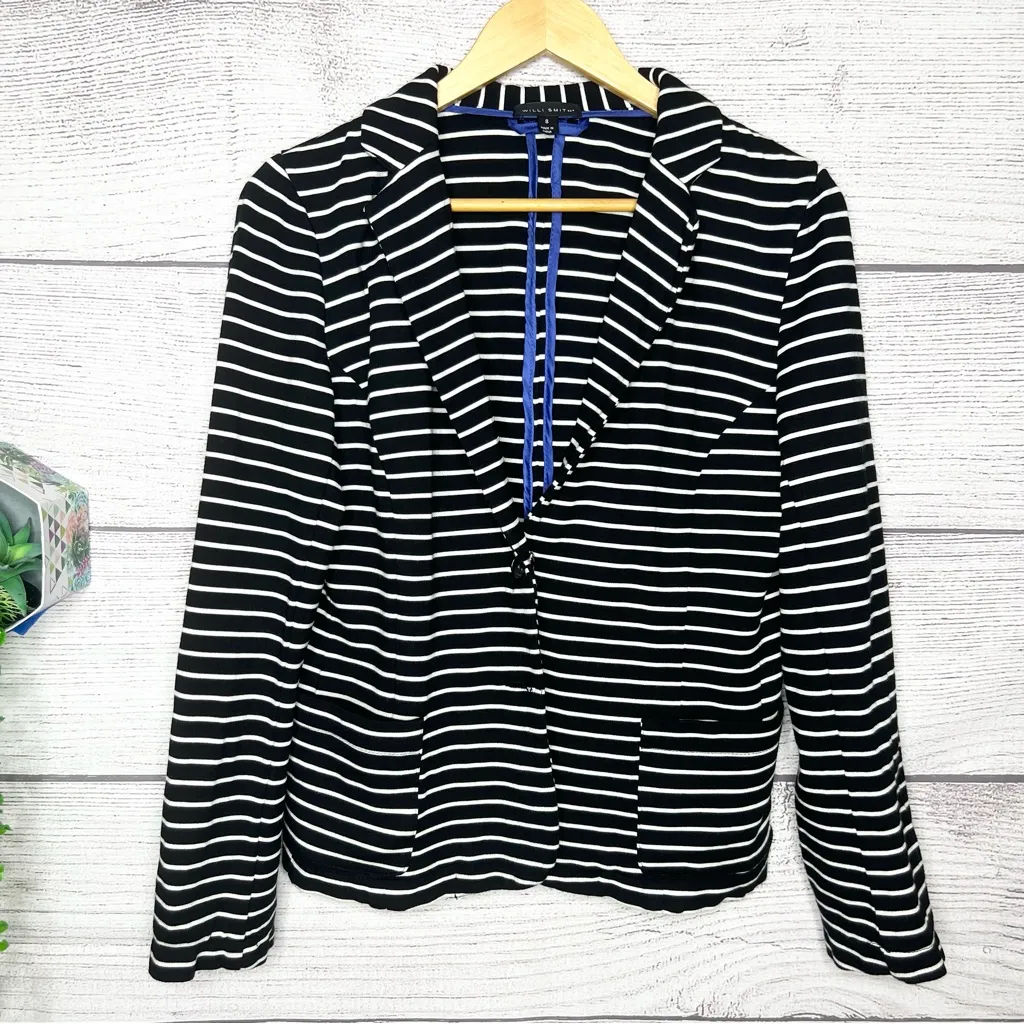 Willi Smith Black & White Striped Blazer Jacket Size 8 - Image 9
