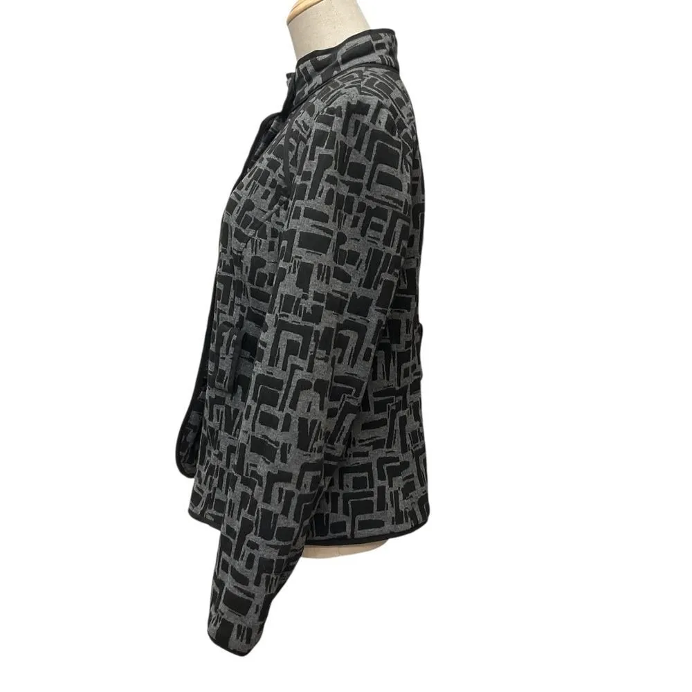 Sandro Designer Sportswear Women's Blazer Jacket Textured Knit Gray Black Size L - Image 4