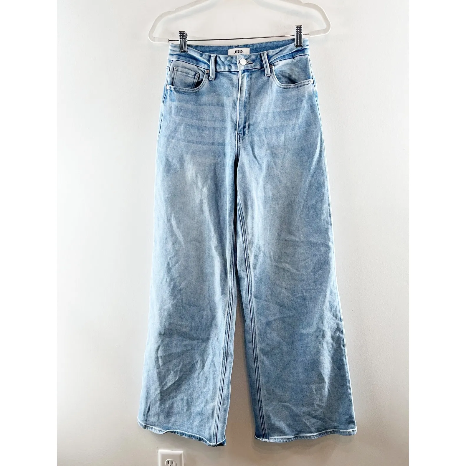 Just Black Denim High Rise Palazzo Wide Leg Jeans Light Wash Blue 28 - Image 2