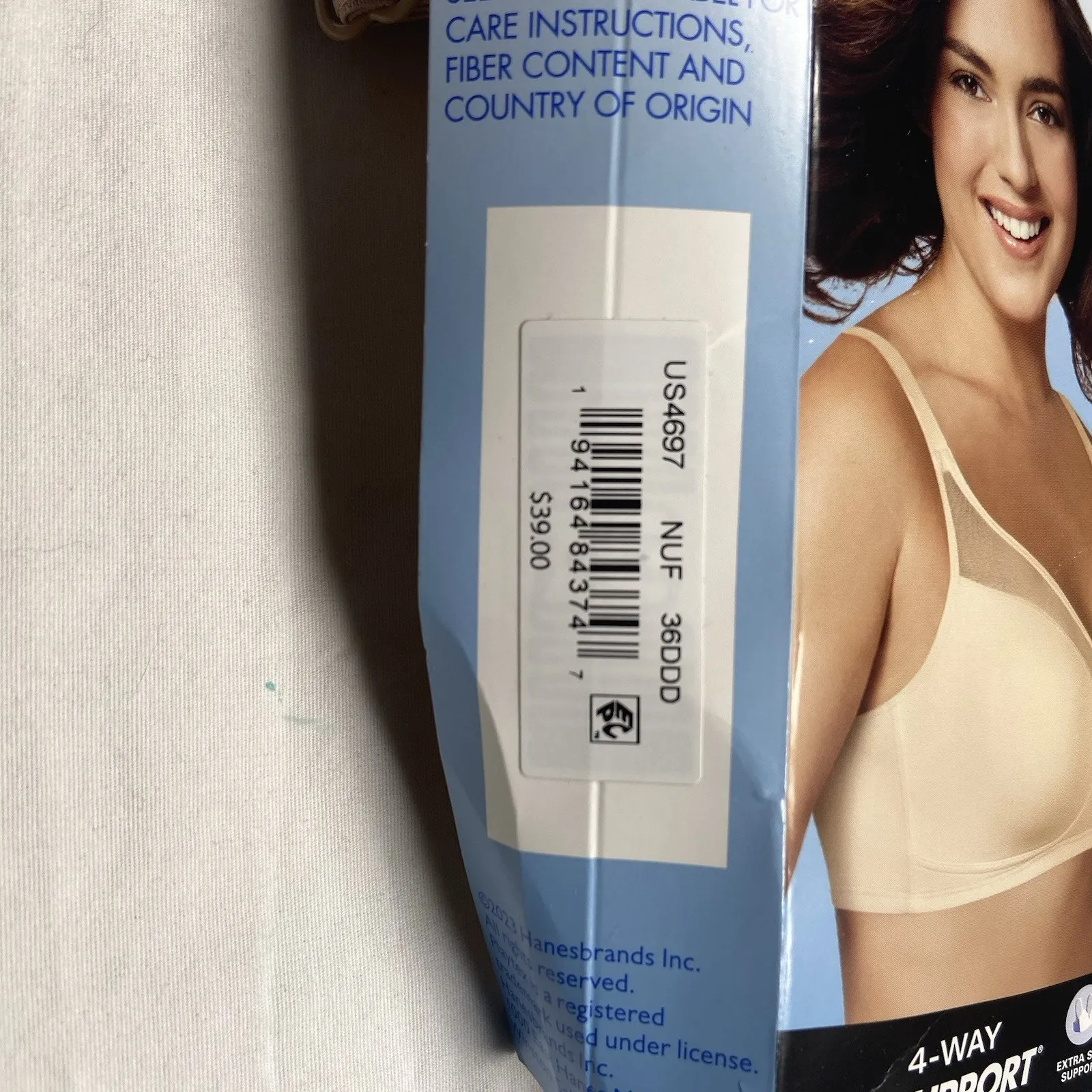 Playtex 18 Hour Women's 36DDD Smoothing Minimizer Bra 4697 Nude NEW - Image 3