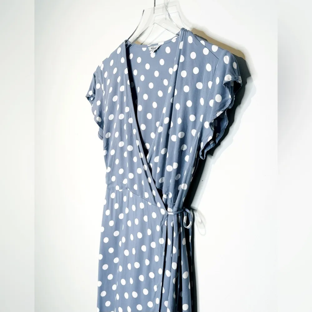 Rails Leanne Periwinkle Blue White Polka Dot Wrap Dress Size XS - Image 9