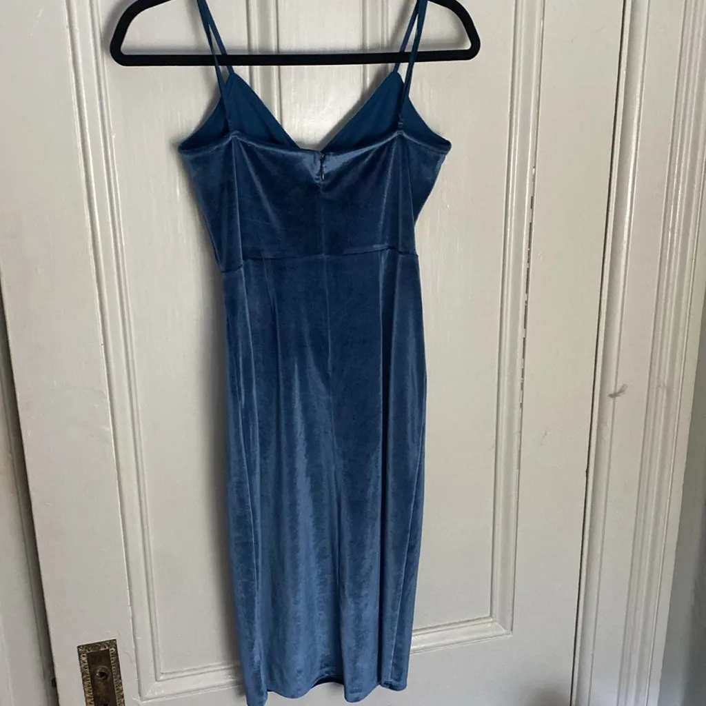 Lulus Size XS Honey Love Light Blue Velvet Bodycon Wrap Dress Romantic Cocktail - Image 10