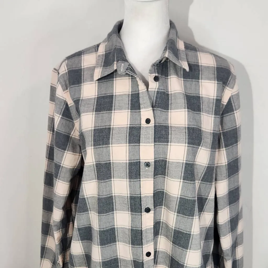 Banana Republic Gray Plaid Button Down Flannel Shirt Size Large Dillon Shirt - Image 2