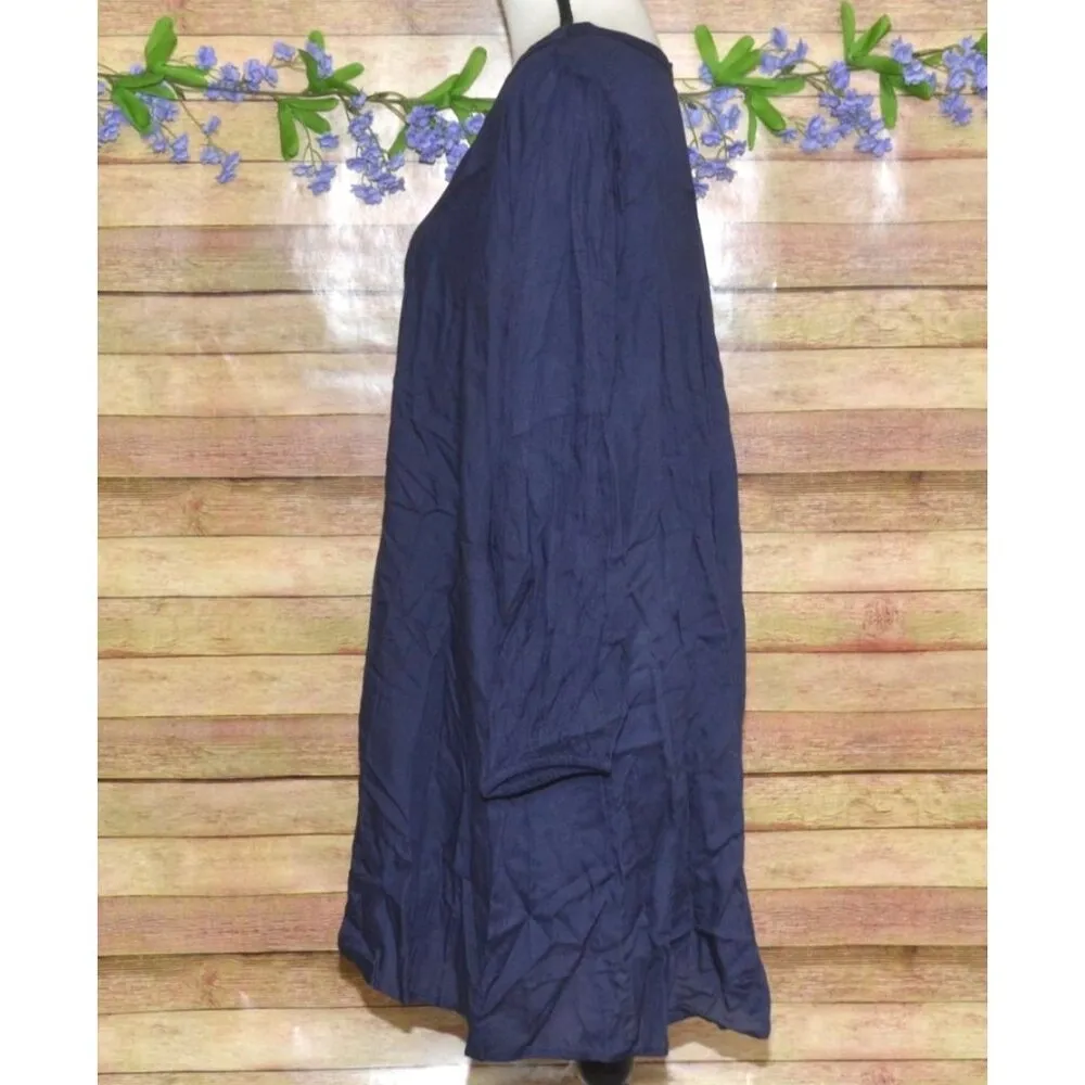 NWT Mudpie Navy Blue Button Up Tunic Shirt Dress One Size Casual V-Neck Lightwei - Image 4