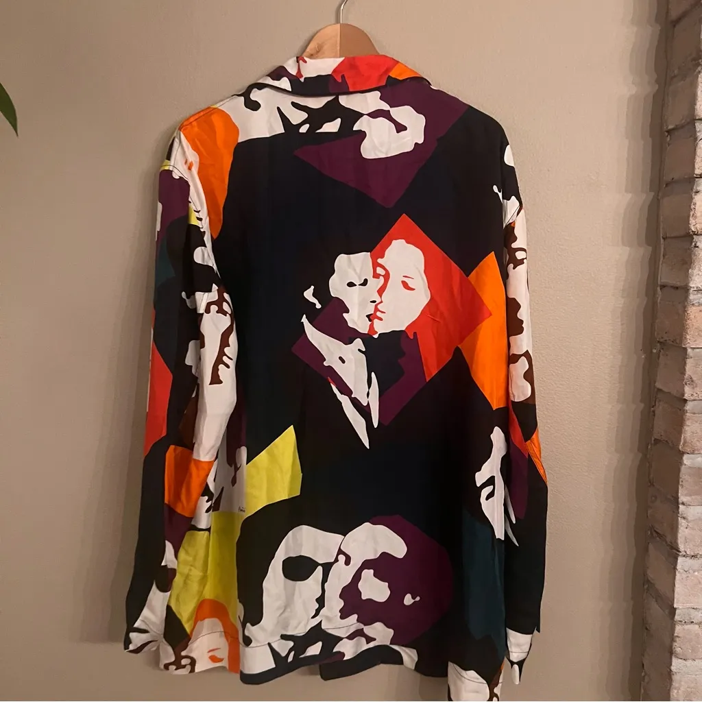 AZ‎ FACTORY Kiss Print Pajama Shirt Blue Size 14 - Image 3