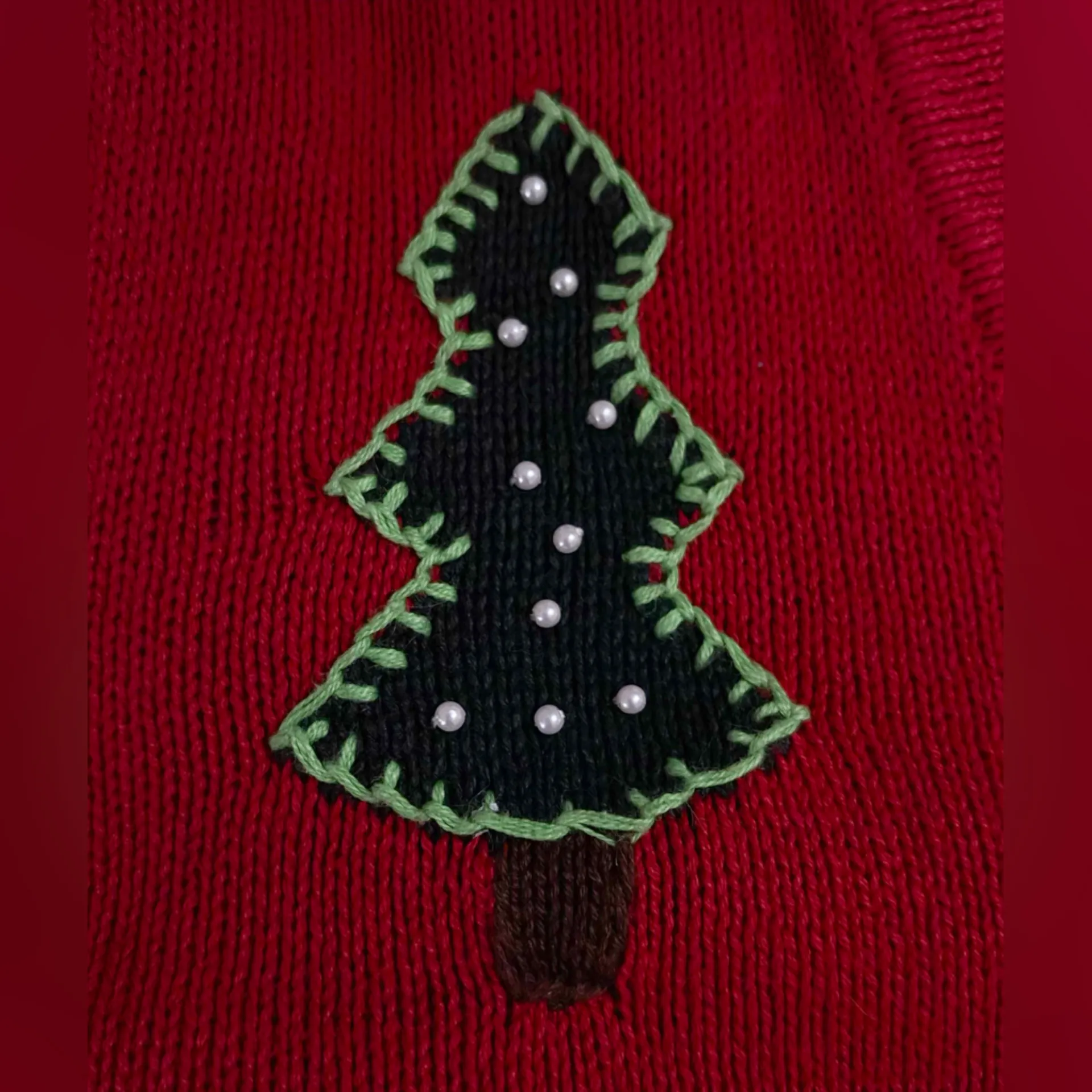 The Quacker Factory Vintage Festive Red Holiday Cardigan Size Large EUC - Image 6