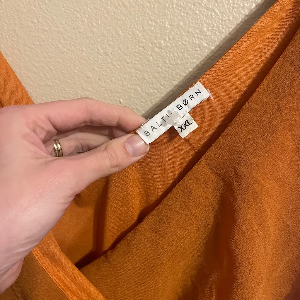BalticBorn Rust Ruffle Wrap v-neck Maxi Dress terracotta orange flowy - Image 9