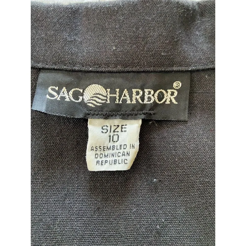 Vintage Sag Harbor Black Roll Sleeve Long Lightweight Blazer Size 10 - Image 5