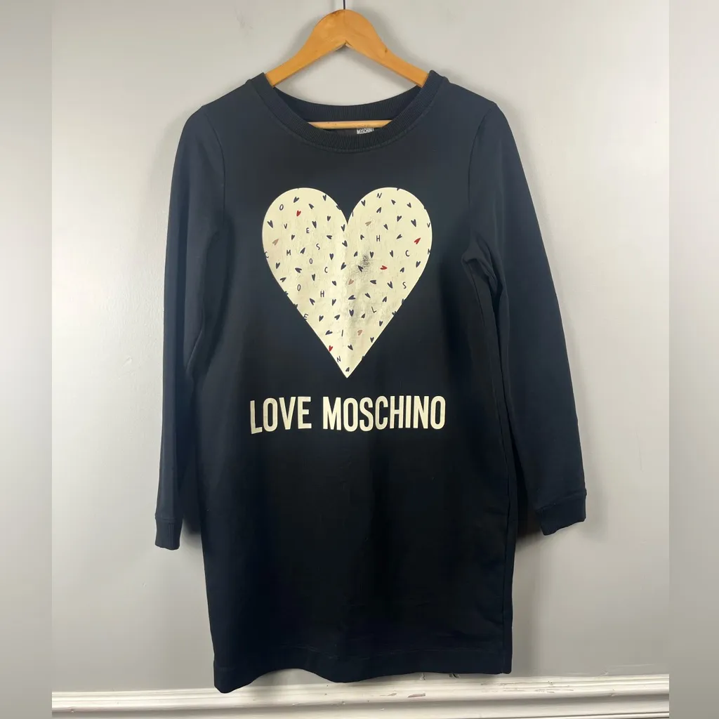 Love Moschino black heart sweatshirt dress size 4 - Image 2