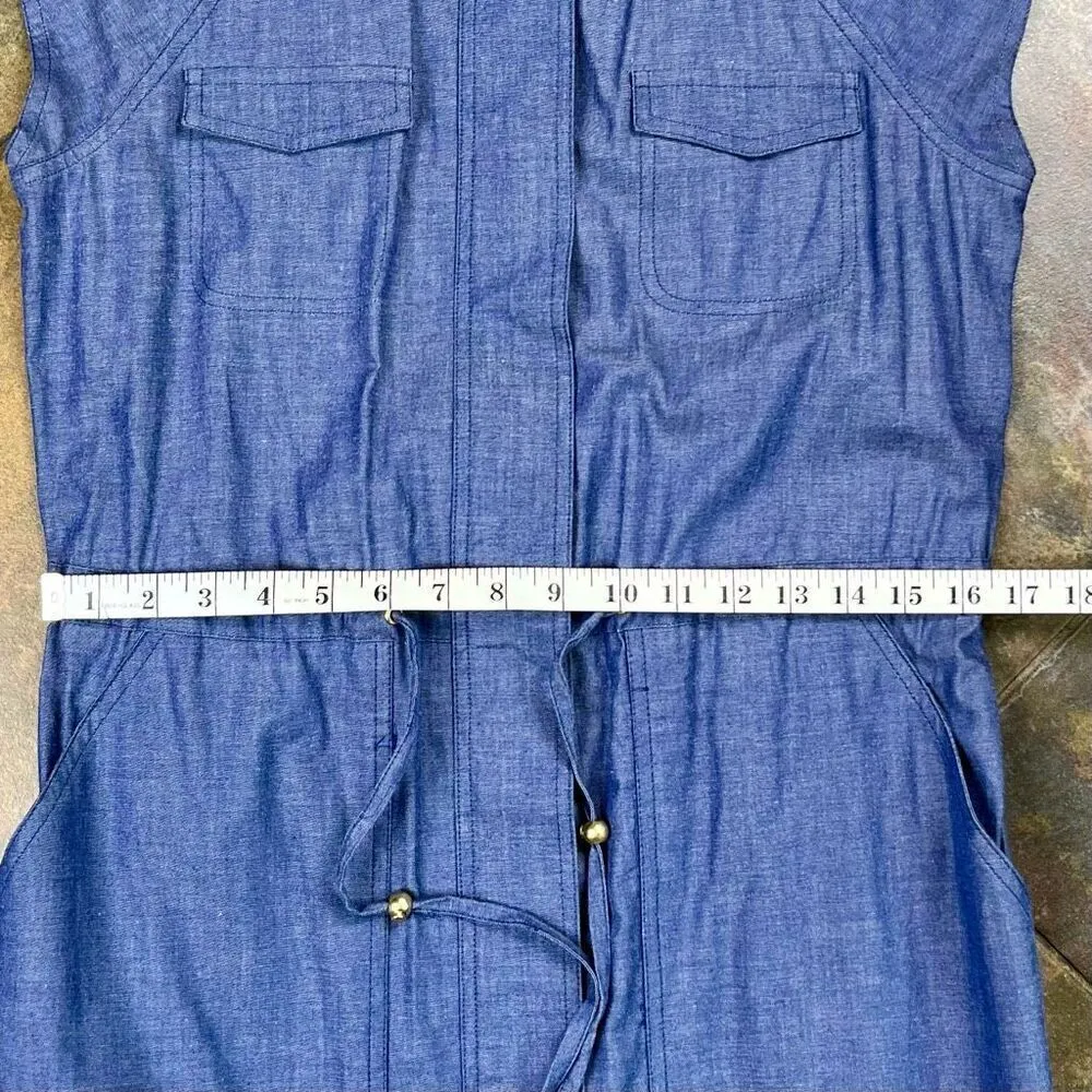 NWT Ellen Tracy Denim Zip Up Cap Sleeve Mini Dress 10 - Image 8