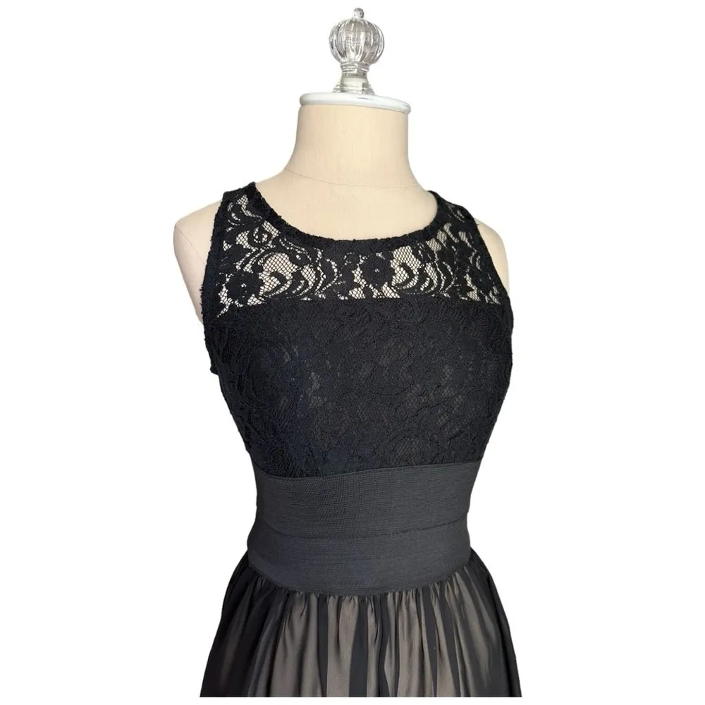 Baluoke Lace Bodice Maxi Dress Scoop Neck Sleeveless Sheer Black Size Large - Image 5