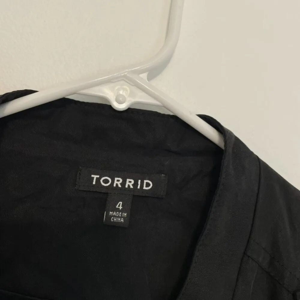 TORRID 4 Plus Size Black Peplum Jacket Solid Black Full Zip Lightweight Spring - Image 5