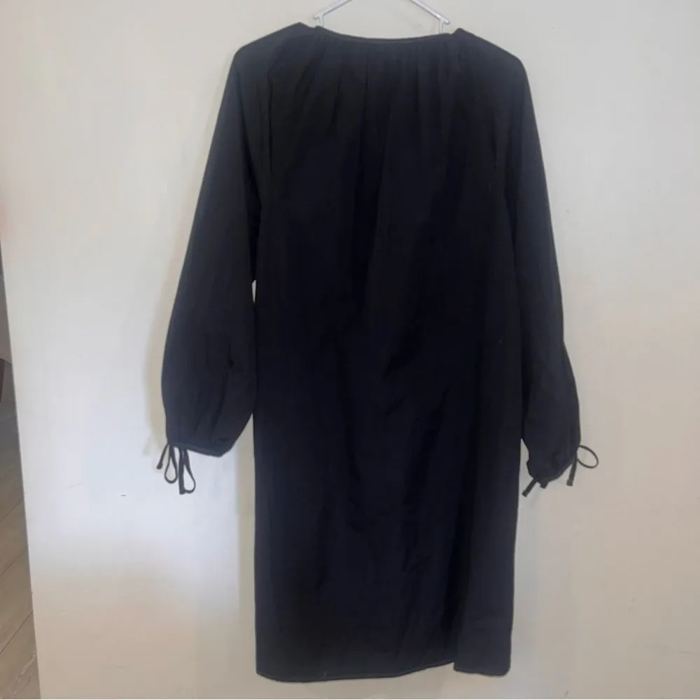 J Crew Cotton Button Up Midi Dress Tall Black 3/4 Sleeve Cruise Travel Beach XLT - Image 3