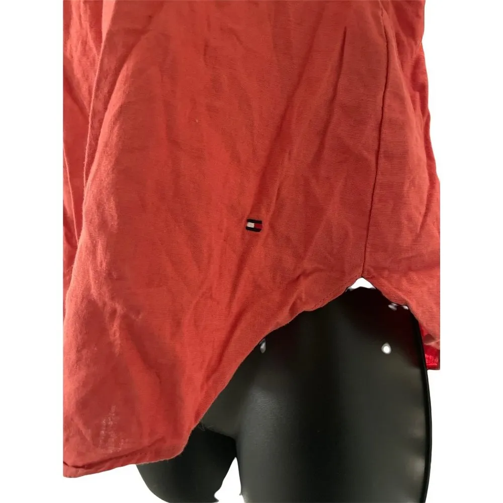 Tommy Hilfiger Off Shoulder Crop Extra Small  Burnt Orange Solid Linen Blouse - Image 2