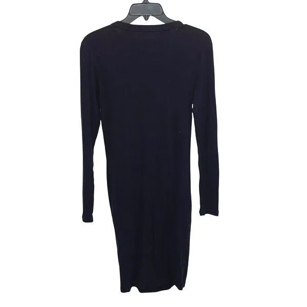 James Perse Womens Standard Ribbed Knit Long Sleeve‎ Bodycon Dress Black Size 4 - Image 3