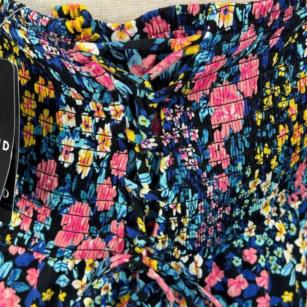 Torrid SZ 0 (Large) Challis Lace-Up Back Corset Top Floral Strapless Smocked New - Image 8