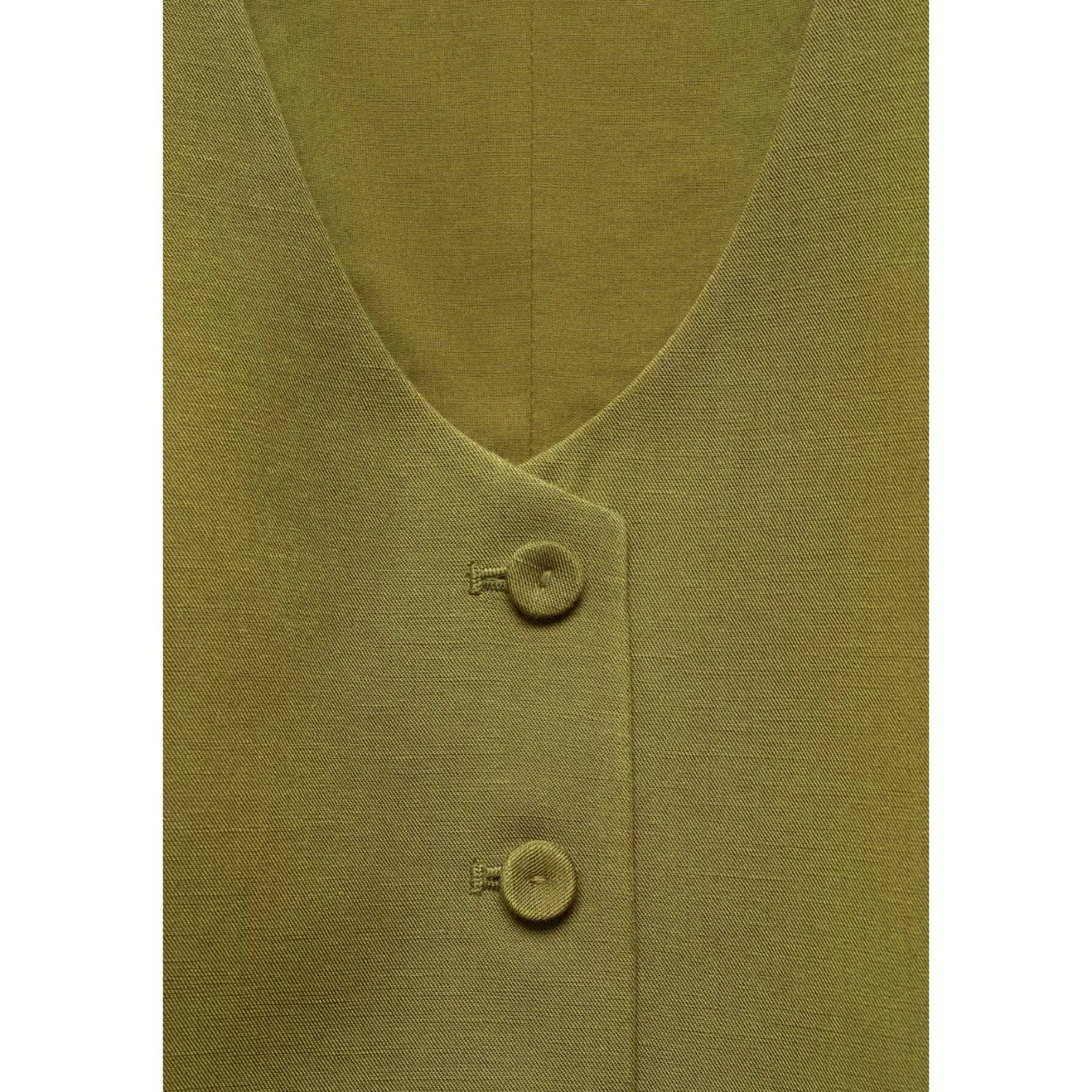 MANGO Green Cotton Linen Button Vest Womens Small - Image 7